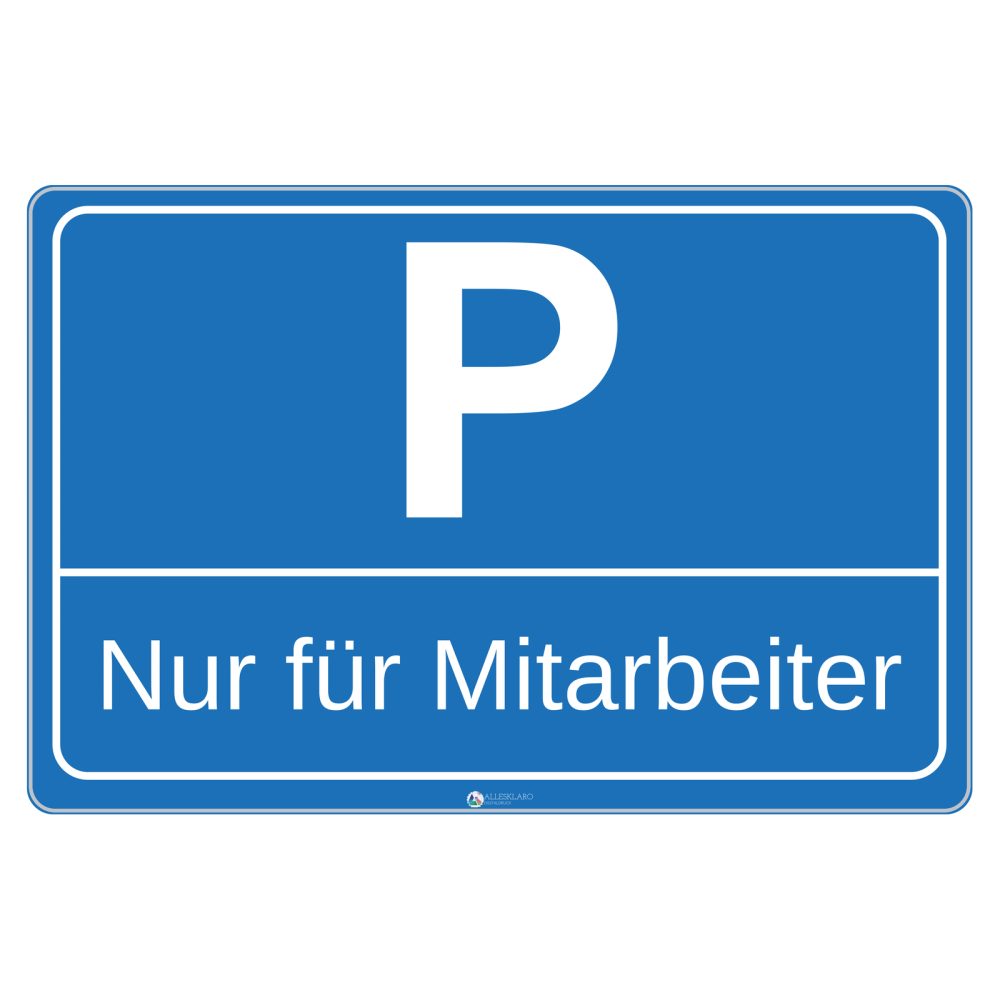 Nur für Mitarbeiter - Schild - Querformat - blau - 4 mm Alu Verbundplatte