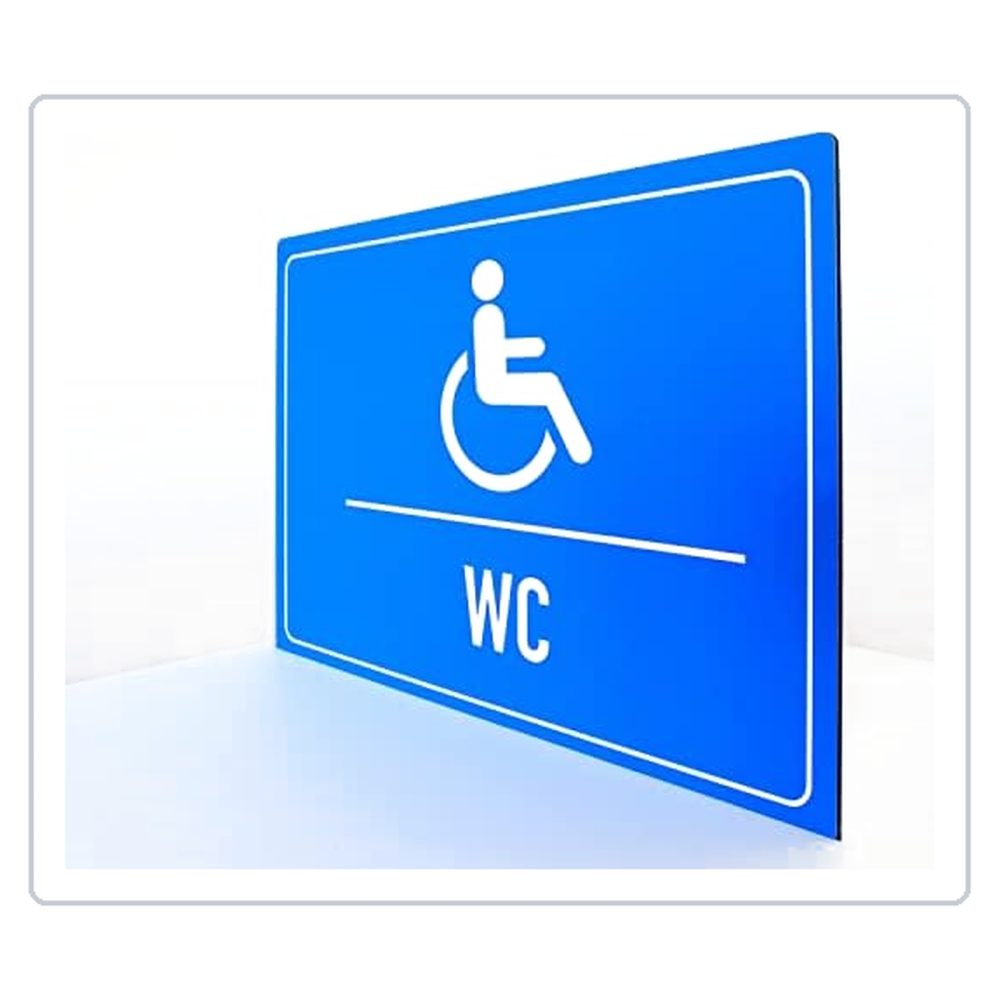 Behinderten WC - Schild - Querformat - blau - 4 mm Alu Verbundplatte