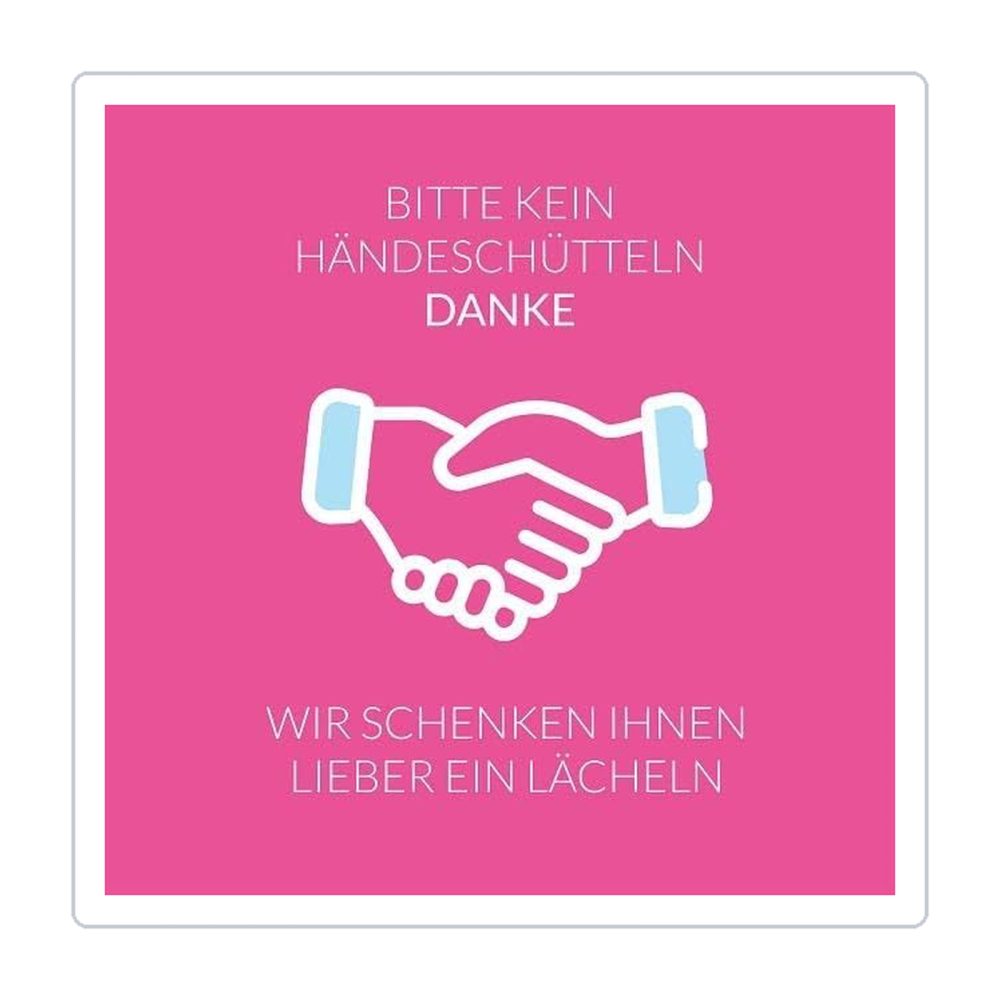 Lächeln statt Händeschütteln - 24 x 24 cm - Schild - 4 mm Alu Verbundplatte