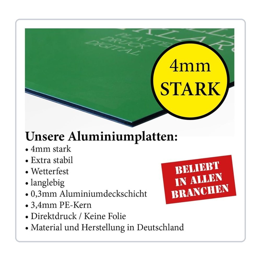 WUNSCHTEXT - Parkplatzschild - Querformat - 4 mm Alu Verbundplatte