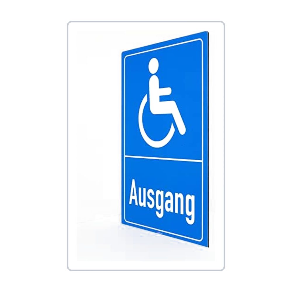 Behinderten Ausgang - Schild - Hochformat - blau - 4 mm Alu Verbundplatte