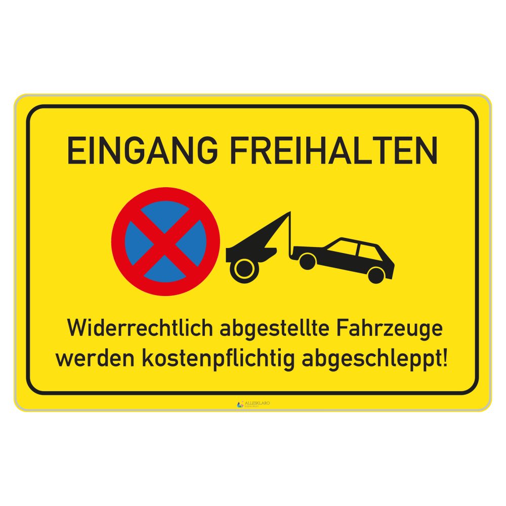 Eingang freihalten - Schild - gelb - 4 mm Alu Verbundplatte