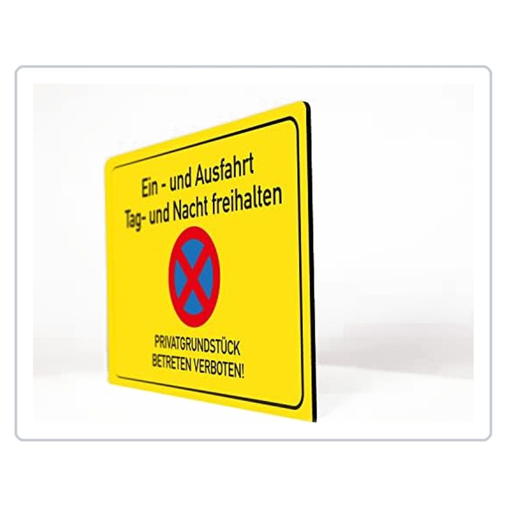 Ein- und Ausfahrt freihalten - betreten verboten - Schild - gelb - 4 mm Alu Verb