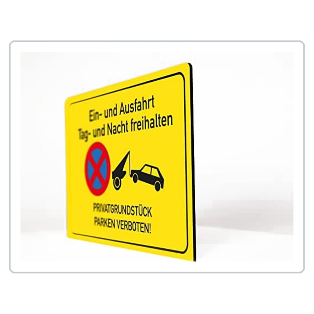 Ein- und Ausfahrt freihalten - parken verboten - Schild - gelb - 4 mm Alu Verbun