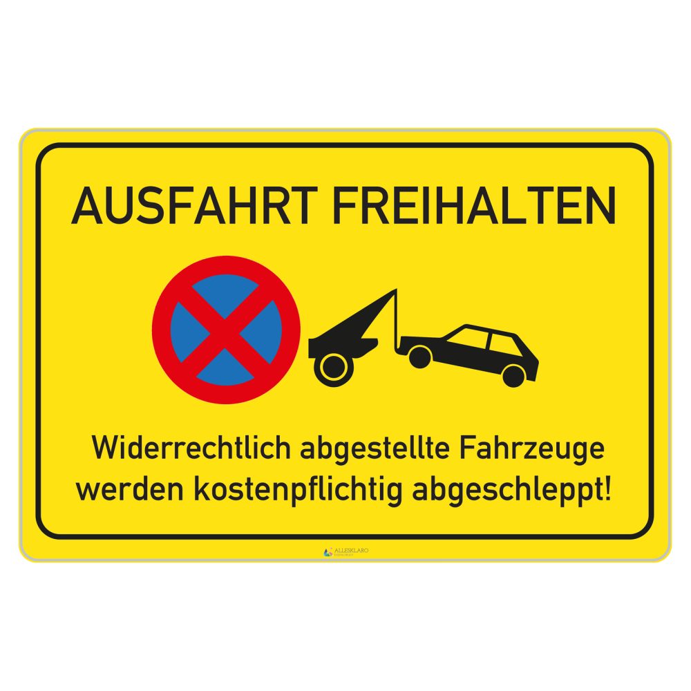 Ausfahrt Freihalten - Schild - gelb - 4 mm Alu Verbundplatte