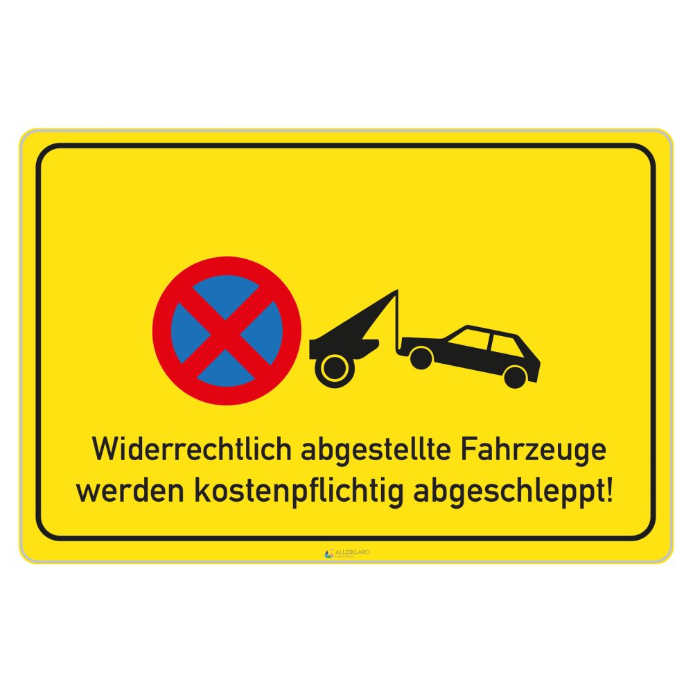 Parken verboten - Schild - gelb - 4 mm starke Alu Verbundplatte